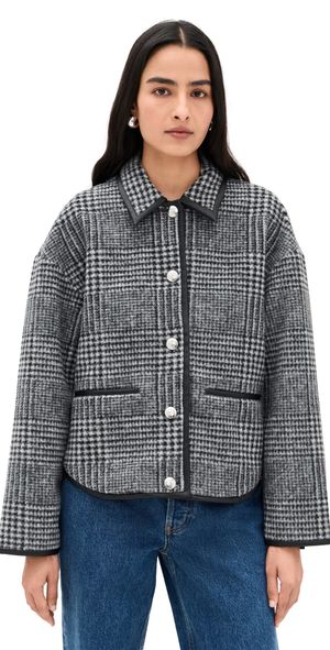 ANINE BING Black and Grey Check Camden Jacket Multi M