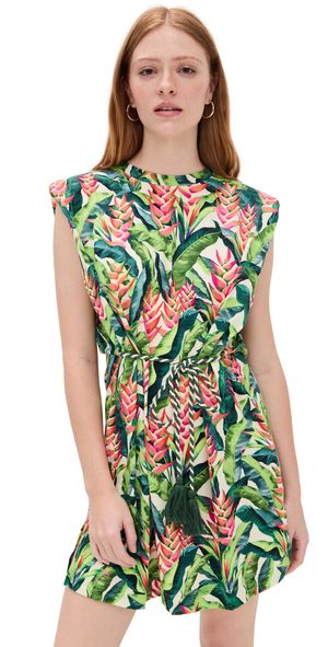 FARM Rio Heli Leaves Pearl T-Shirt Jersey Mini Dress Heli Leaves Pearl XXS