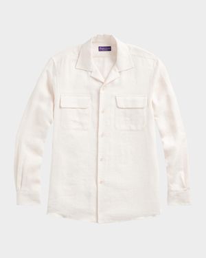 Men's Textured Linen-Blend Camp Shirt