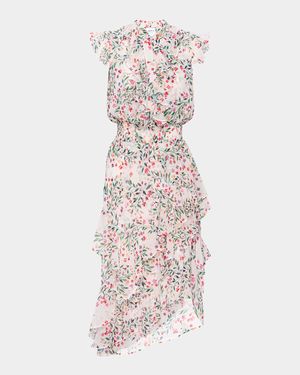 Ilysa Asymmetric Chiffon Midi Dress