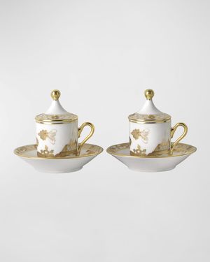 Coffee Cup with Plate and Cover, Set of 2