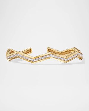 Zig Zag Stax Bracelet with Diamonds in 18K Gold, 5mm