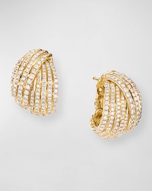 Origami 18k Crossover Shrimp Earrings w/ Diamonds