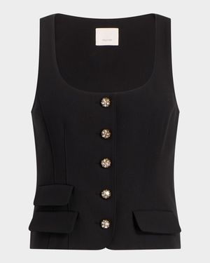 Lovina Crystal-Button Vest