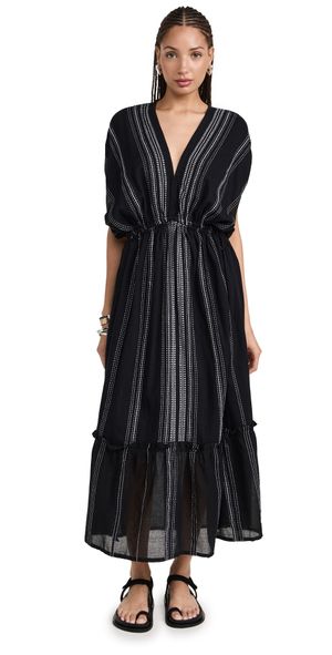 lemlem Leliti Plunge Neck Dress Black S