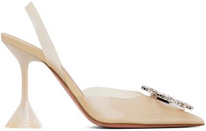Amina Muaddi Chaussures à talon sablier Begum 70 blanc cassé en PVC à bride arrière