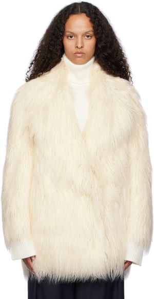 The Frankie Shop Off-White Liza Short Faux-Fur Coat