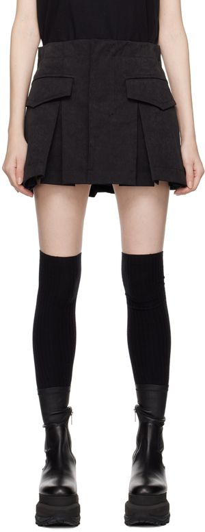 sacai Black Wrap Faux-Suede Skort