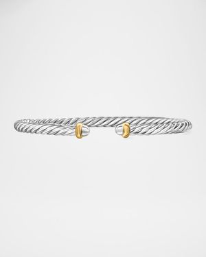 Cable Flex Bracelet with Gemstone in Silver and 14K Gold, 4mm
