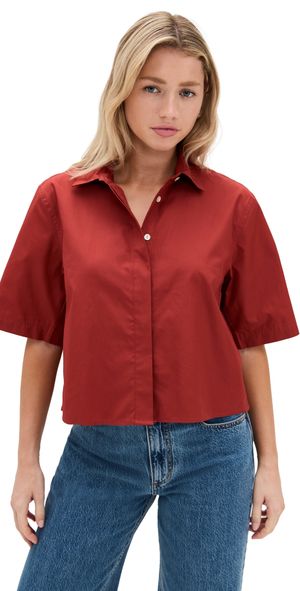 Vince Cropped Shirt Brick Rose XS