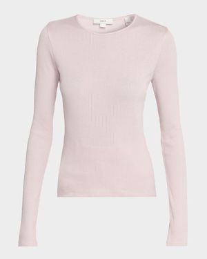 Ribbed Long-Sleeve Crewneck Top