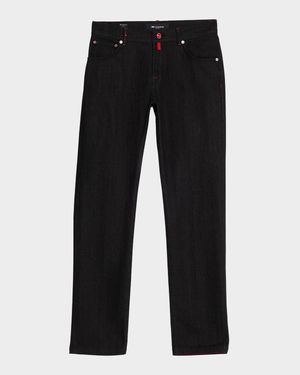 Men's Black Wash Straight-Fit Jeans