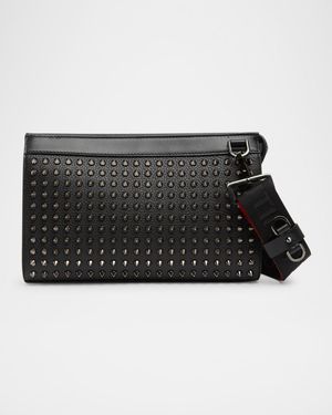 Men's Funky Leather Empire Spikes Crossbody Bag