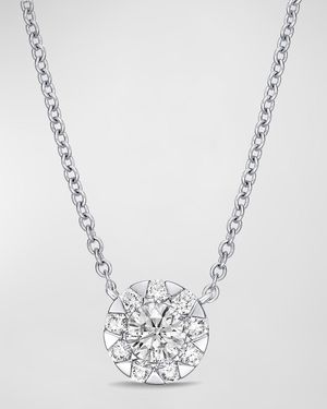 18k White Gold Diamond Bouquet Fashion Necklace, 18"L, 0.18tcw