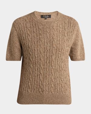 Treccia Cashmere Short-Sleeve Sweater