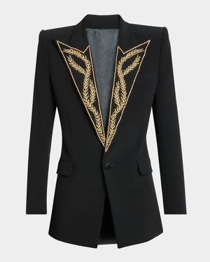 Men's Leaves Peak Lapel Single-Button Dinner Jacket