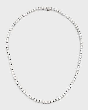 18K White Gold Round Diamond Tennis Necklace, 17"L, 25.75tcw