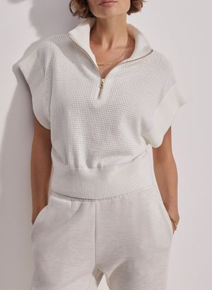 Varley - Pull col montant ample en coton - Taille L - Blanc