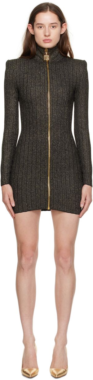 Balmain Robe noir et doré à glissière