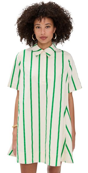 English Factory Striped Kaftan Mini Dress Green Multi S