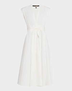 Kiernan Ruched Cap-Sleeve Midi Dress