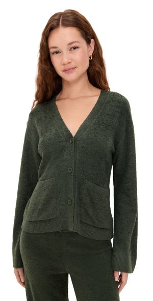 Barefoot Dreams Wide Sleeve Button Front Cardigan Dark Moss S