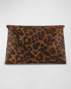 Signature Lee Small Leopard Satin Clutch