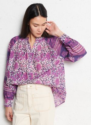 Petite Mendigote - Chemise oversize col mao en coton - Taille 2 - Violet