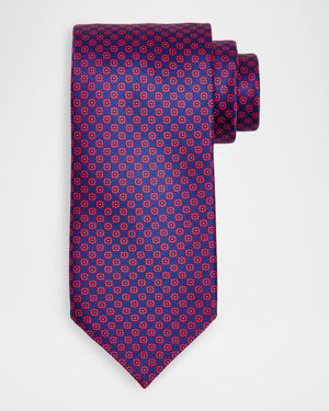 Men's Squared Flower Silk Tie