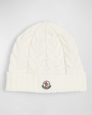 Cable knit beanie w Moncler patch