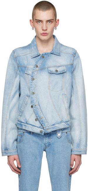 EGONlab Blouson cache-cœur bleu en denim