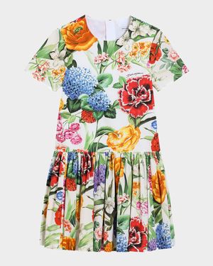 Girl's Drop Waist Floral-Print Dress, Size 4-6
