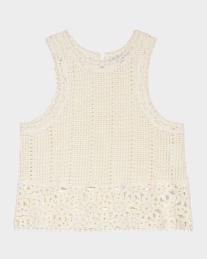 Lomyna Floral Crochet Sleeveless Top