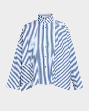 Wide Longer Back Double Stand Collar Shirt - Mid Plus Length