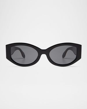 Jeannie Glossy Acetate Oval Sunglasses