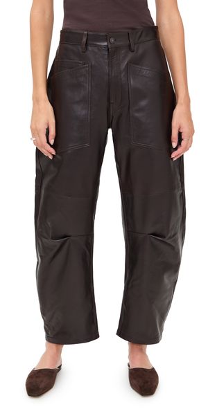 Nili Lotan Shon Leather Pants Dark Brown 6