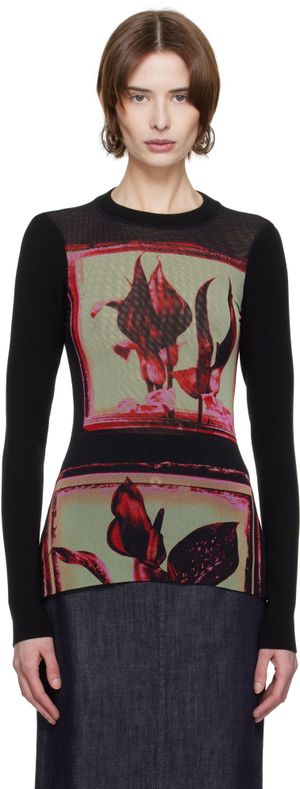 Jean Paul Gaultier Black Flowers Cadres T-shirt