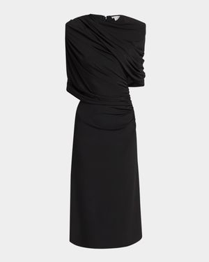 Draped Cape Midi Dress