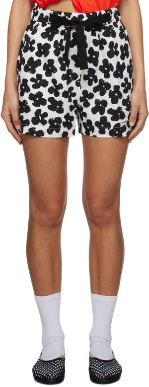 MSGM Black & White Floral Shorts