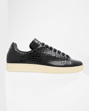 Men's Warwick Croc-Embossed Leather Sneakers