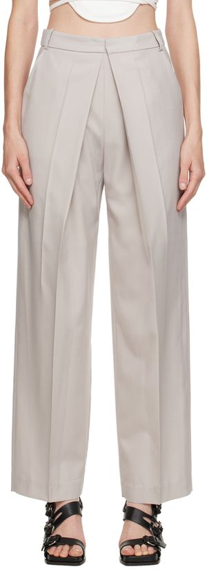 LOW CLASSIC Pantalon beige à pli rond creux