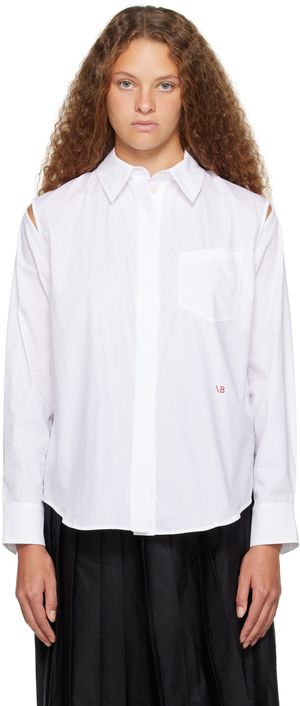 Victoria Beckham White Cold Shoulder Shirt