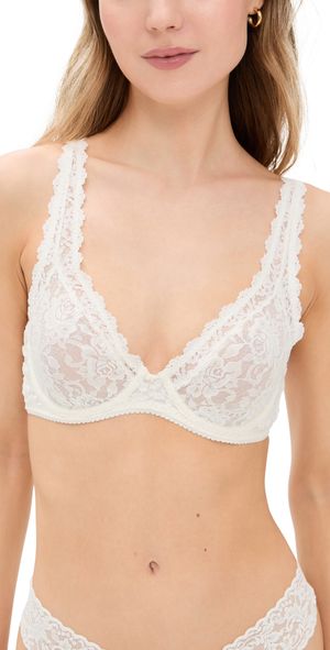 Hanky Panky High Apex Unlined Signature Lace Bra Marshmallow 32C