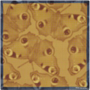 Dries Van Noten Mouchoir de poche jaune et bleu en soie