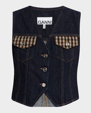 Denim Patchwork Utility Vest