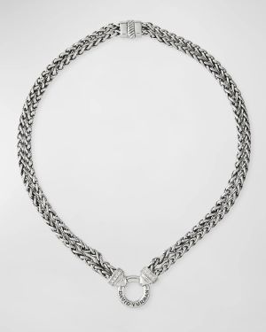 Double Wheat Chain Necklace with Diamonds