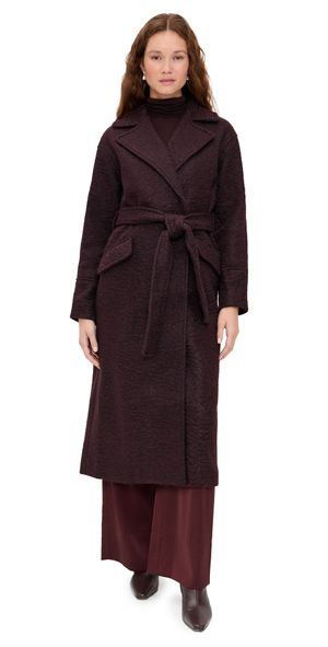 Avec Les Filles Relaxed Belted Coat Merlot S
