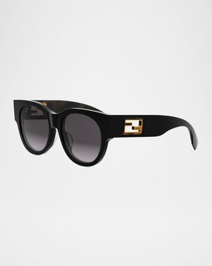 Baguette Logo Round Acetate & Nylon Sunglasses