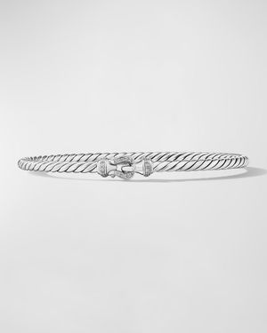 Buckle Classic Cable Bracelet with Diamonds in Silver, 3mm