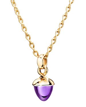 18k Yellow Gold Amethyst Acorn Pendant